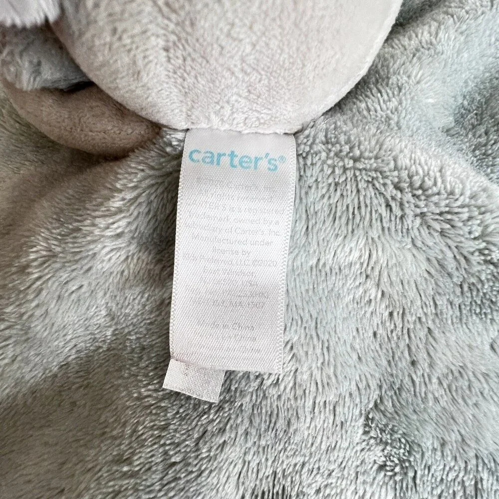 Carters Gray Elephant Lovey‎ Plush Soft Baby Security Blanket Satin Trim 15x14